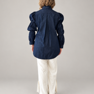 Blusa denim con lazo desmontable GORAH