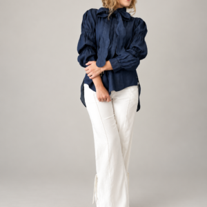 Blusa denim con lazo desmontable GORAH