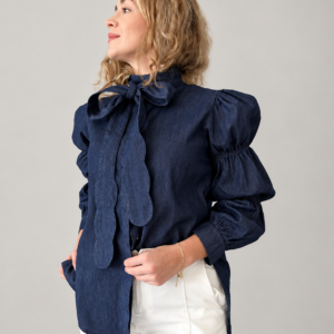 Blusa denim con lazo desmontable GORAH