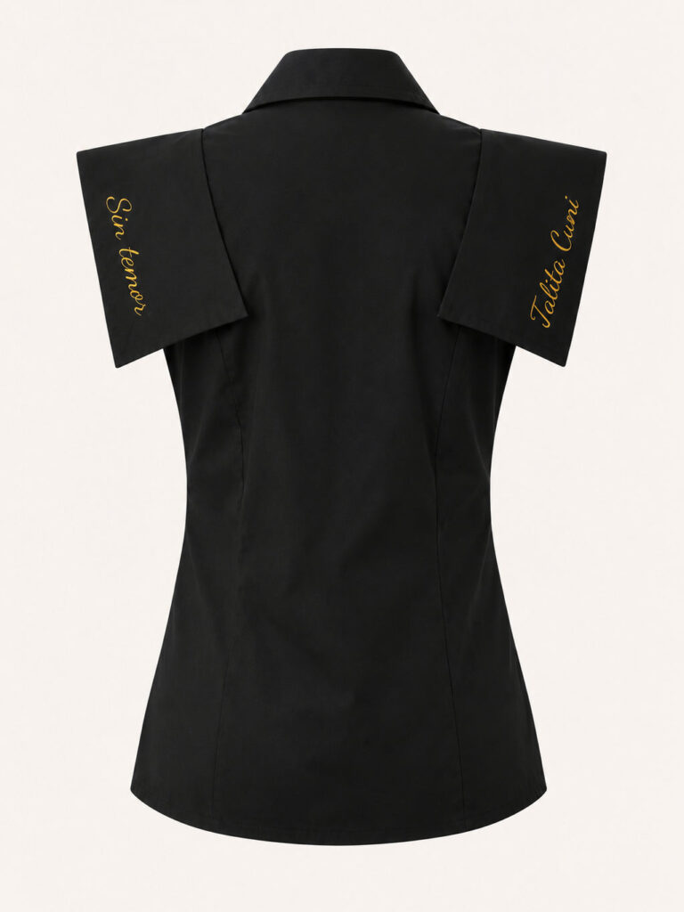 Blusa negra con bordado dorado – GORAH
