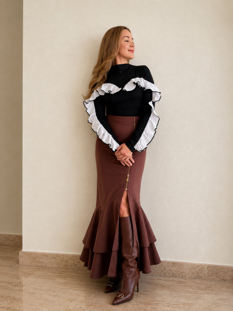 Body negro con volante de corazón GORAH