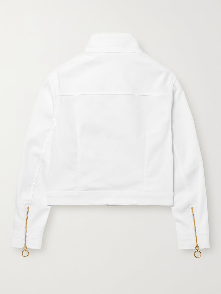 Chaqueta marfil con bordado rosa – GORAH