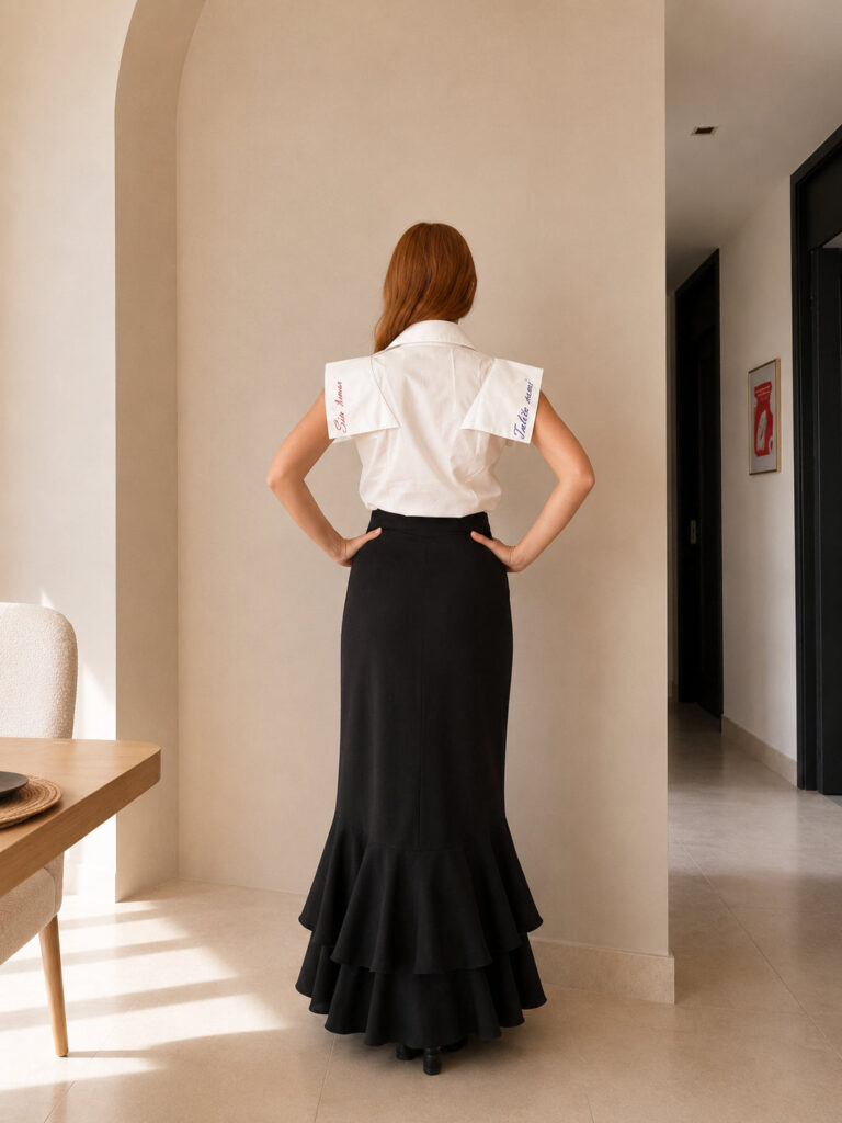 Falda larga con cierre dorado – GORAH
