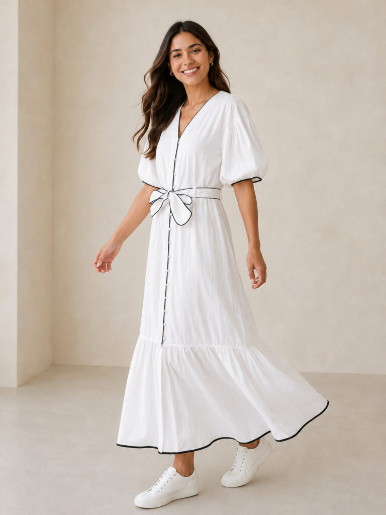 Vestido con sesgo en contraste – GORAH