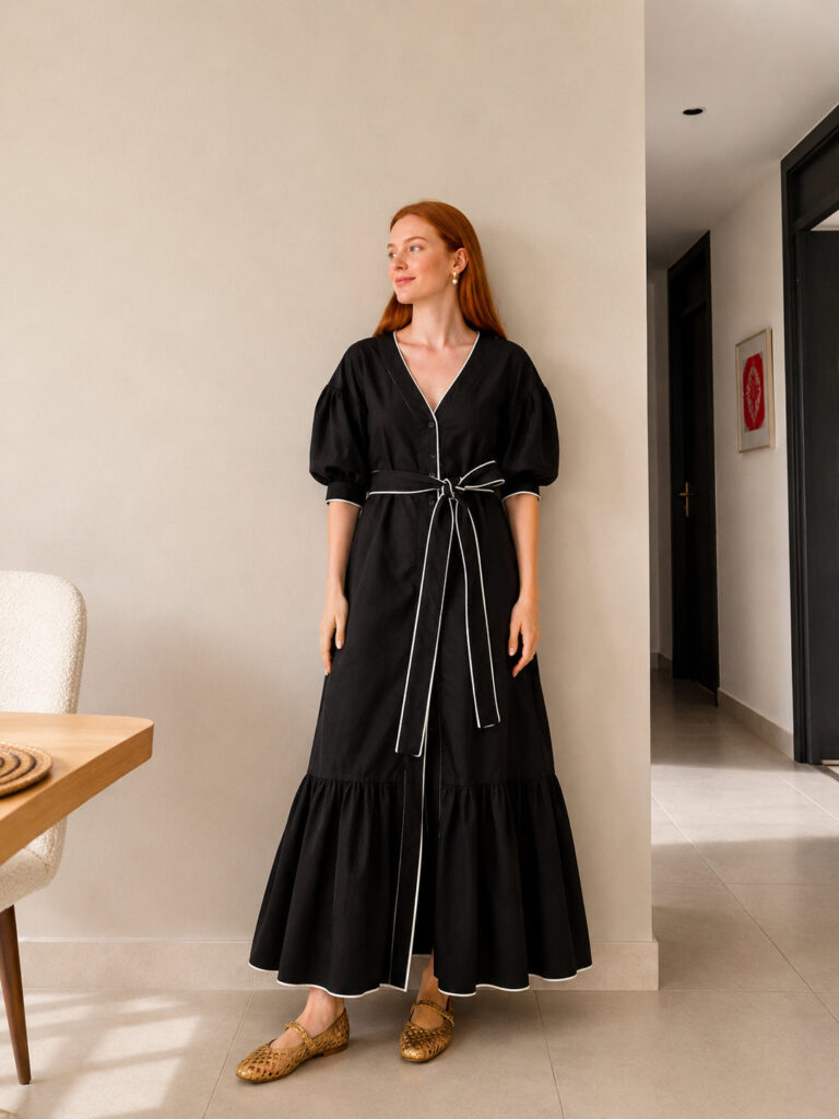 Vestido con sesgo en contraste – GORAH