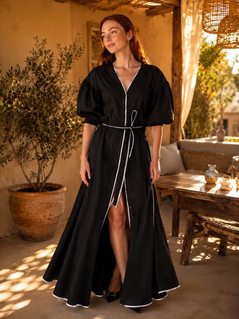 Vestido con sesgo en contraste – GORAH