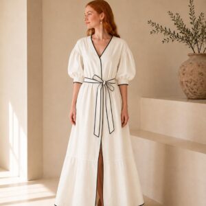 Vestido con sesgo en contraste – GORAH