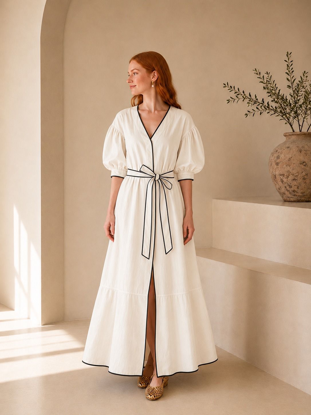 Vestido con sesgo en contraste – GORAH