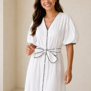 Vestido con sesgo en contraste – GORAH