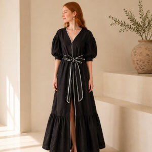Vestido con sesgo en contraste – GORAH