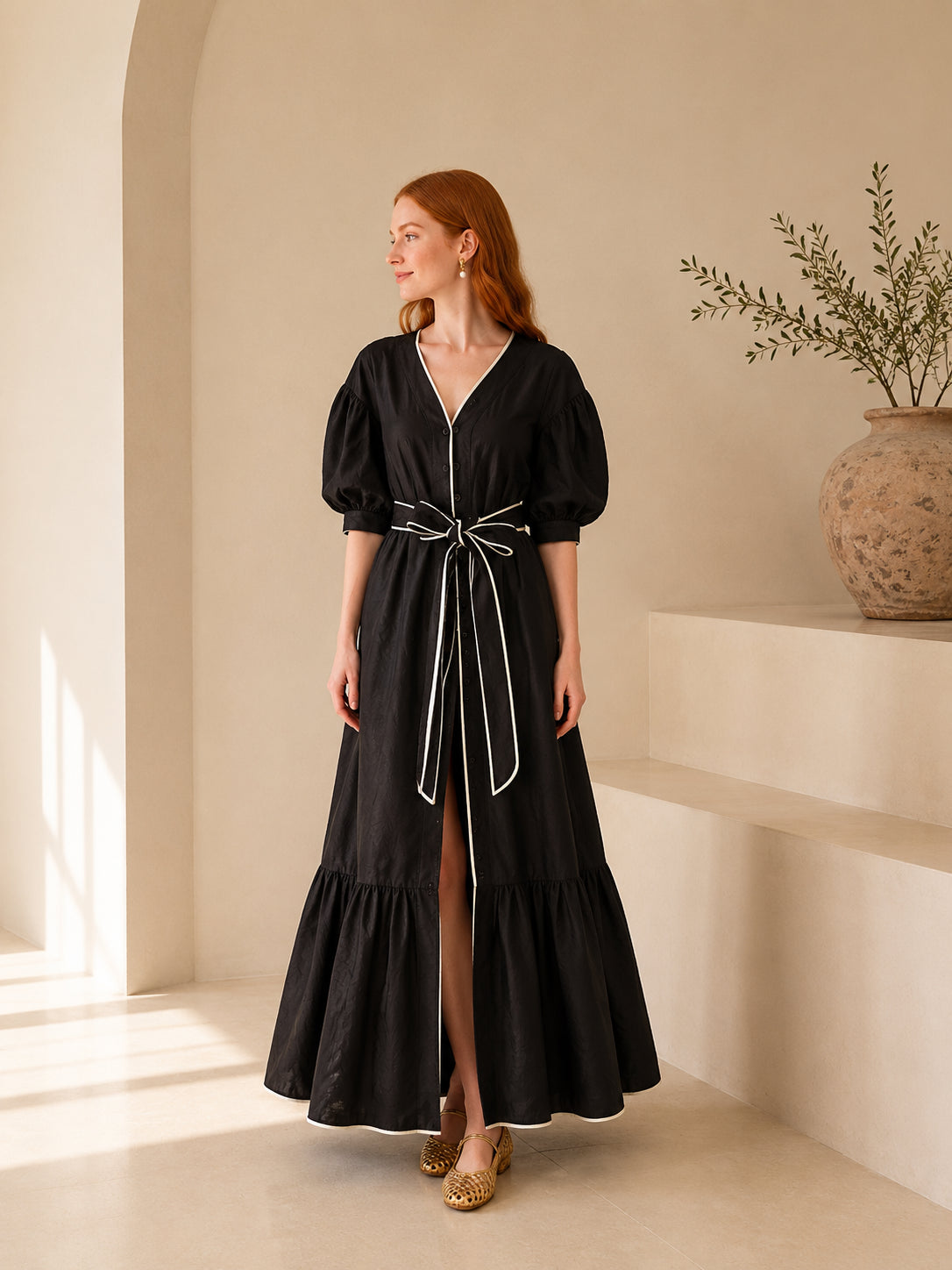 Vestido con sesgo en contraste – GORAH
