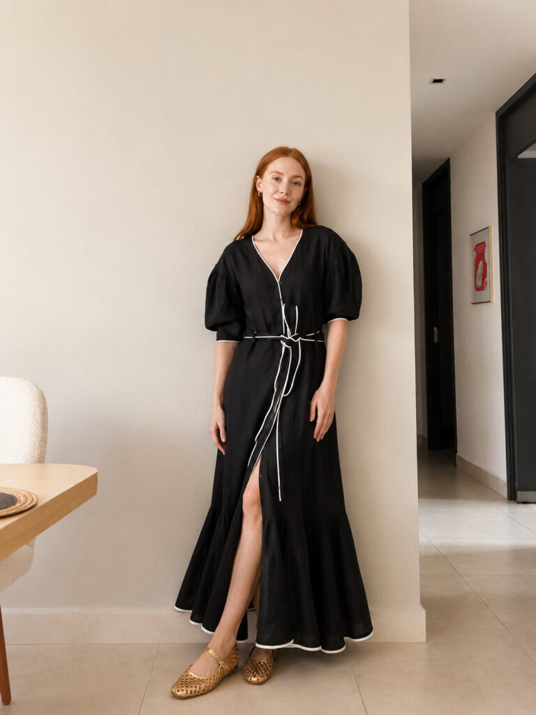 Vestido con sesgo en contraste – GORAH