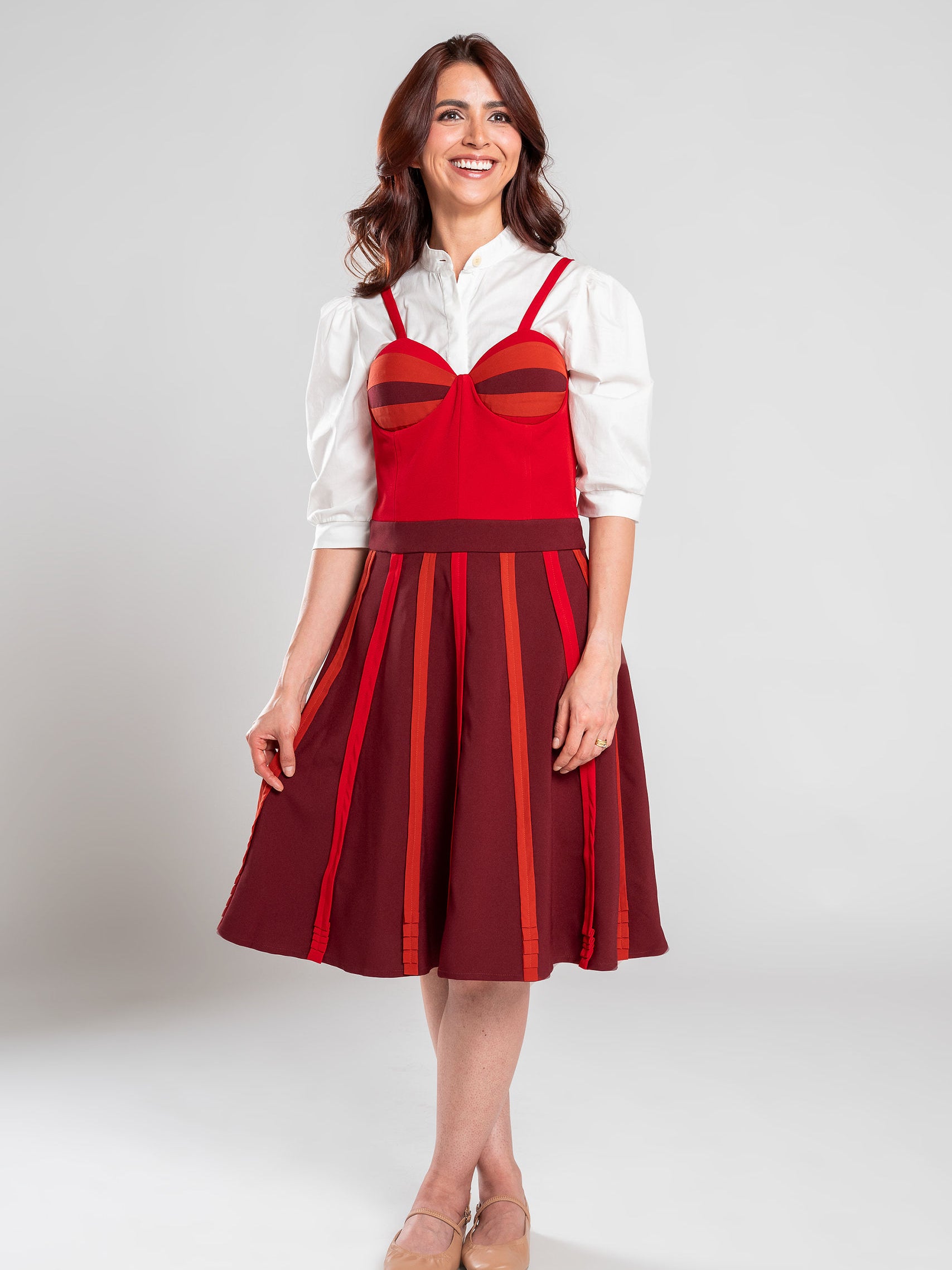 Vestido corset rojo vinotinto – GORAH
