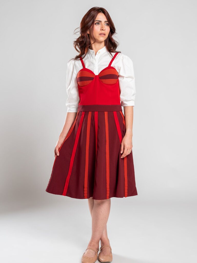 Vestido corset rojo vinotinto – GORAH