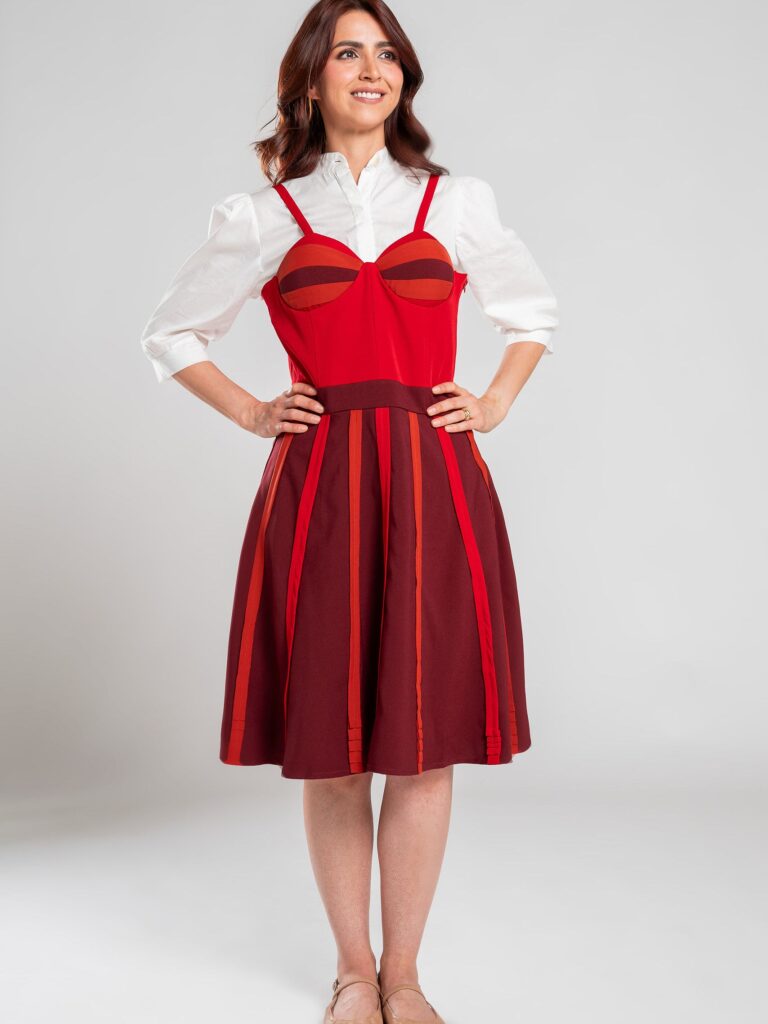 Vestido corset rojo vinotinto – GORAH