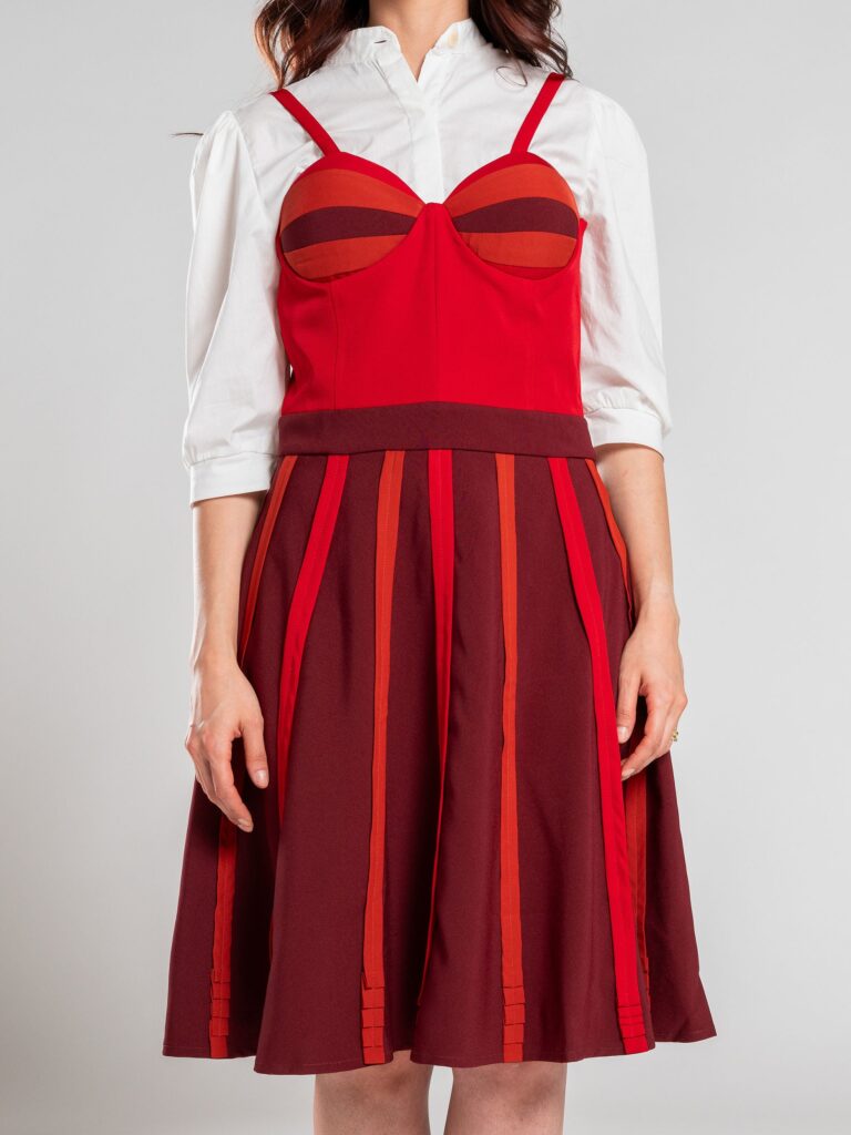 Vestido corset rojo vinotinto – GORAH