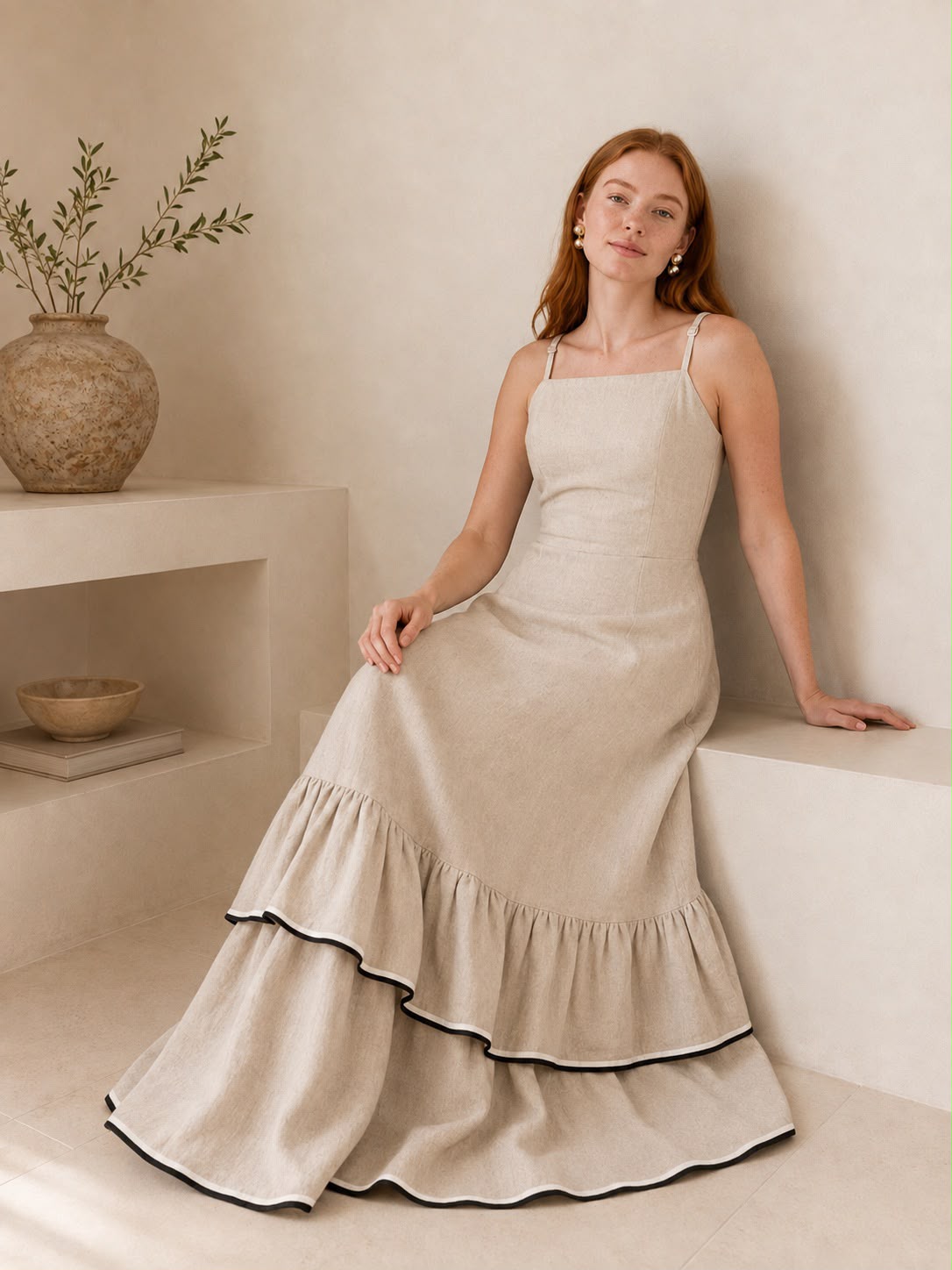Vestido de lino beige GORAH