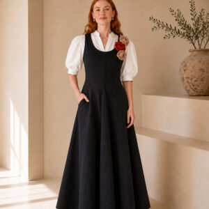 Vestido negro con flores – GORAH