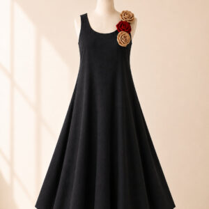 Vestido negro con flores – GORAH